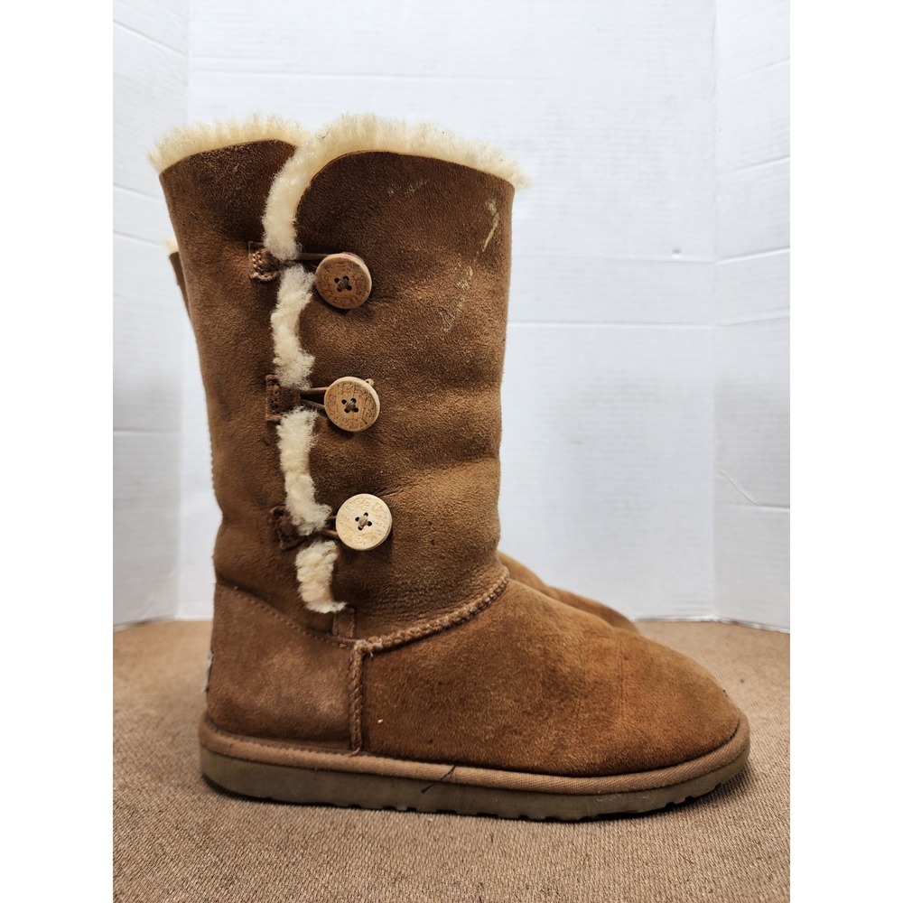 UGG Tall Bailey Button Chestnut Brown Boots Womens Size 5